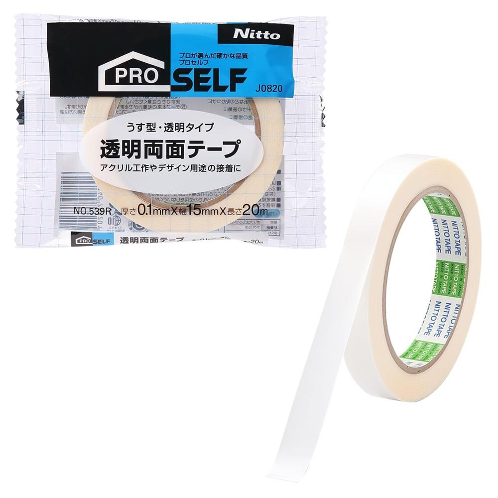 Nitoms PROSELF Transparent Double-Sided Tape No.539R Crafting Modeling Adhesion Inconspicuous Width 15mm x Length 20m Thickness 0.1mm J0820