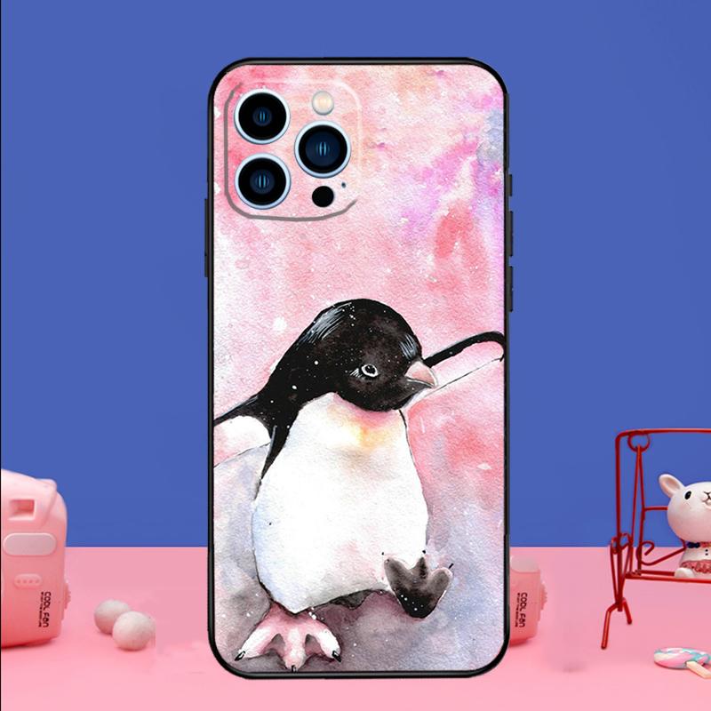 Cute Penguin Phone Case For iPhone 17 16 15 13 11 12 14 Pro Max Mini 15 16 Plus 16e 17 Air Bumper Cover