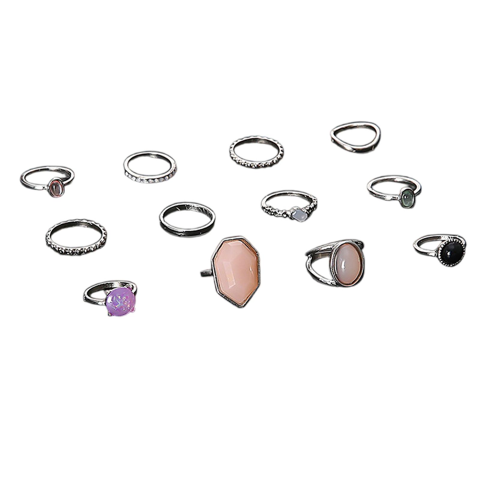 

Модный женский набор из 12 колец - Женское кольцо Металлическое кольцо Глянцевое кольцо Металлическое кольцо Праздничный подарок One Size серебряный