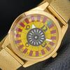 HAND-WINDING VINTAGE SWISS MENS POKER FACE YELLOW COLOR DIAL WATCH A701159-5 R205b-a701159