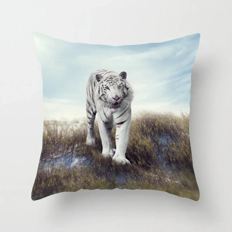 Tiger Series Printing Pattern Decoration Home Pillowcase Square Office  Cushion Cover