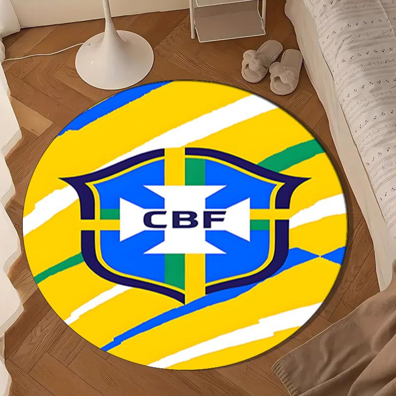 1PC rug Brazilian Football Federation Round mat Home Decor, Chair rug For livingroom,Bedroom, doormat home decor Birthday Gift Christmas Gifts