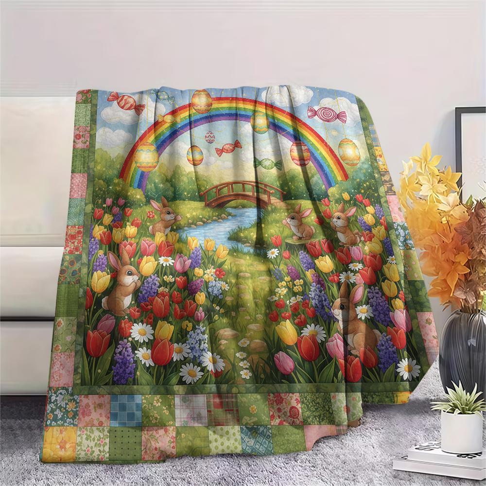 1Pc Cartoon Print Flannel Blanket, High Quality Comfortable for All Seasons, Home Decor, Warmth and Comfort, Perfect for Christmas Birthday Gift