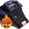 Winterjeans aus Lammwolle und Fleece mit dicker Isolierung, lockere, gerade geschnittene, lässige, elastische Business-Herrenhose