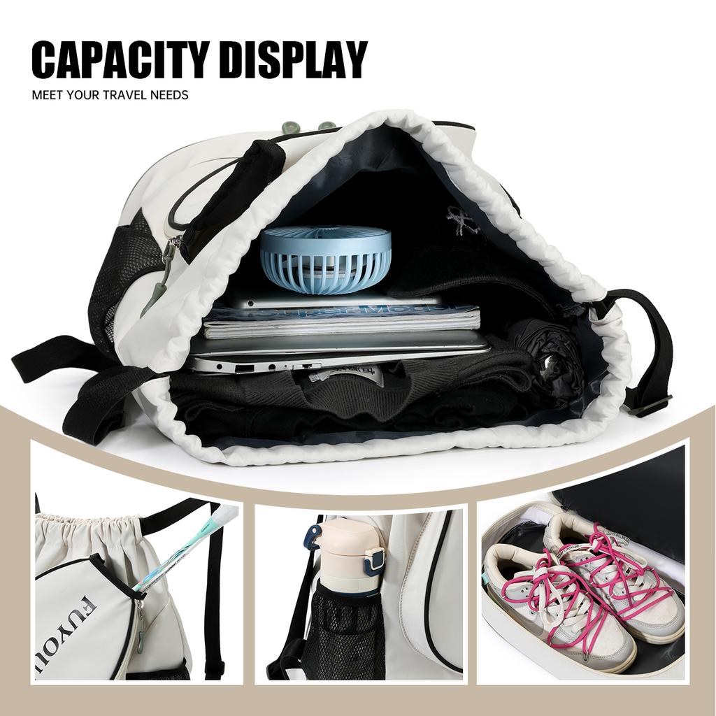 Large-Capacity Drawstring Badmint Bag with Shoe Compartment Design, Backpack, Outdoor Workwear Style, Computer Bag, Student School Bag