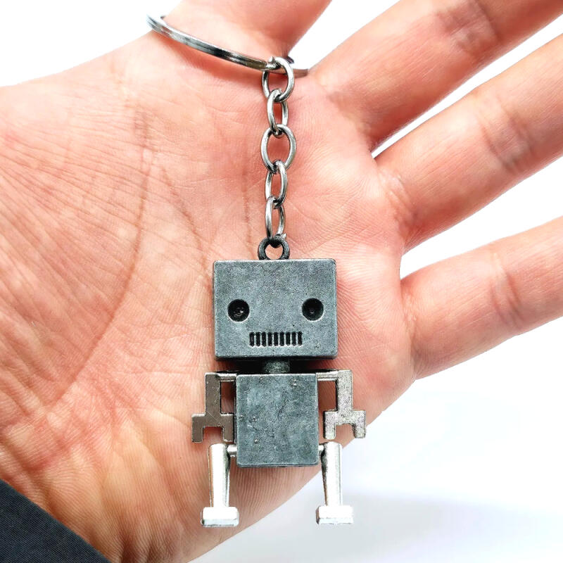 Cute Robot Doll Bag Keychain Friendship Couple Key Holder Silver