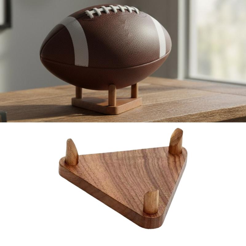 2 Pieces Wooden Sports Equipment Holder Basketball Display Rack For Athletic Memorabilia Display And Home Decoration