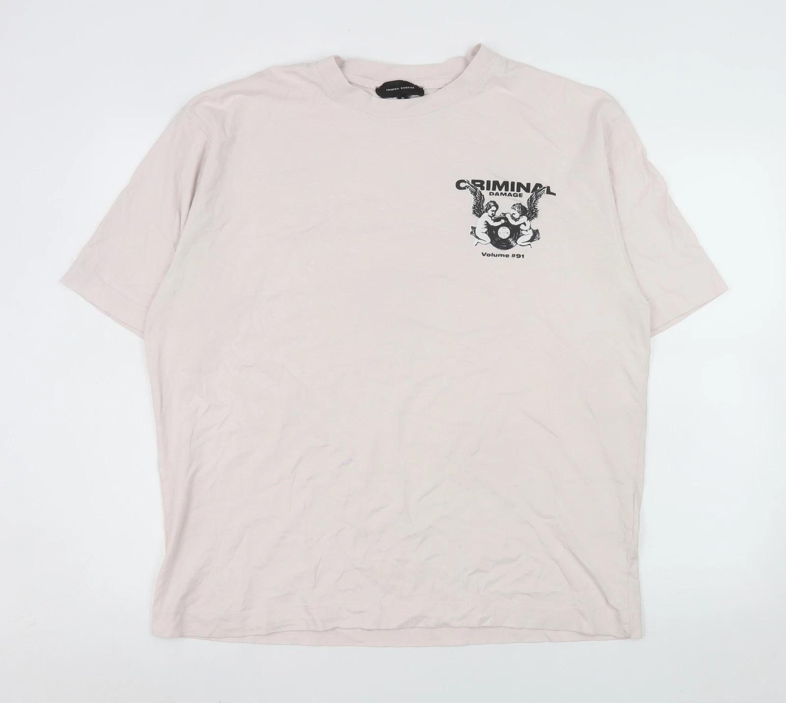 Criminal Damage Men s Beige Music Graphic Print XL T-Shirt 4XL