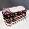 KEYSION Plating Transparent Wavy Rhinestone Phone Case for iPhone 13 14 15 16 17 Pro Max Air 16 Plus Lens Protector Shockproof Cover