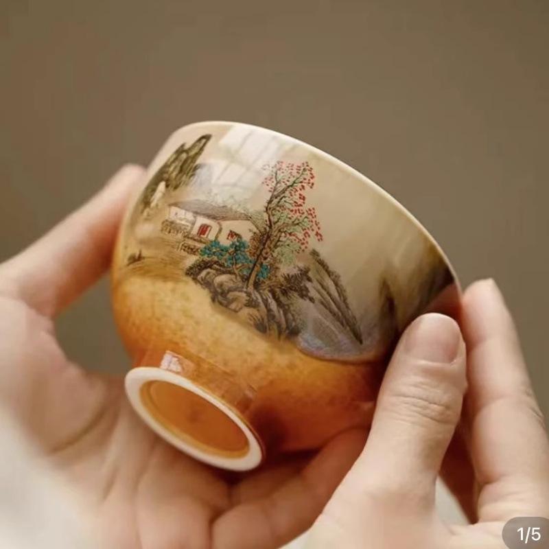 Retro Wood Fired Teacups Creative Handmade Ceramic Mug Chinese Kung Fu Gongfu Tasting Master Cup Tea Ceremony Teaware Drinkware