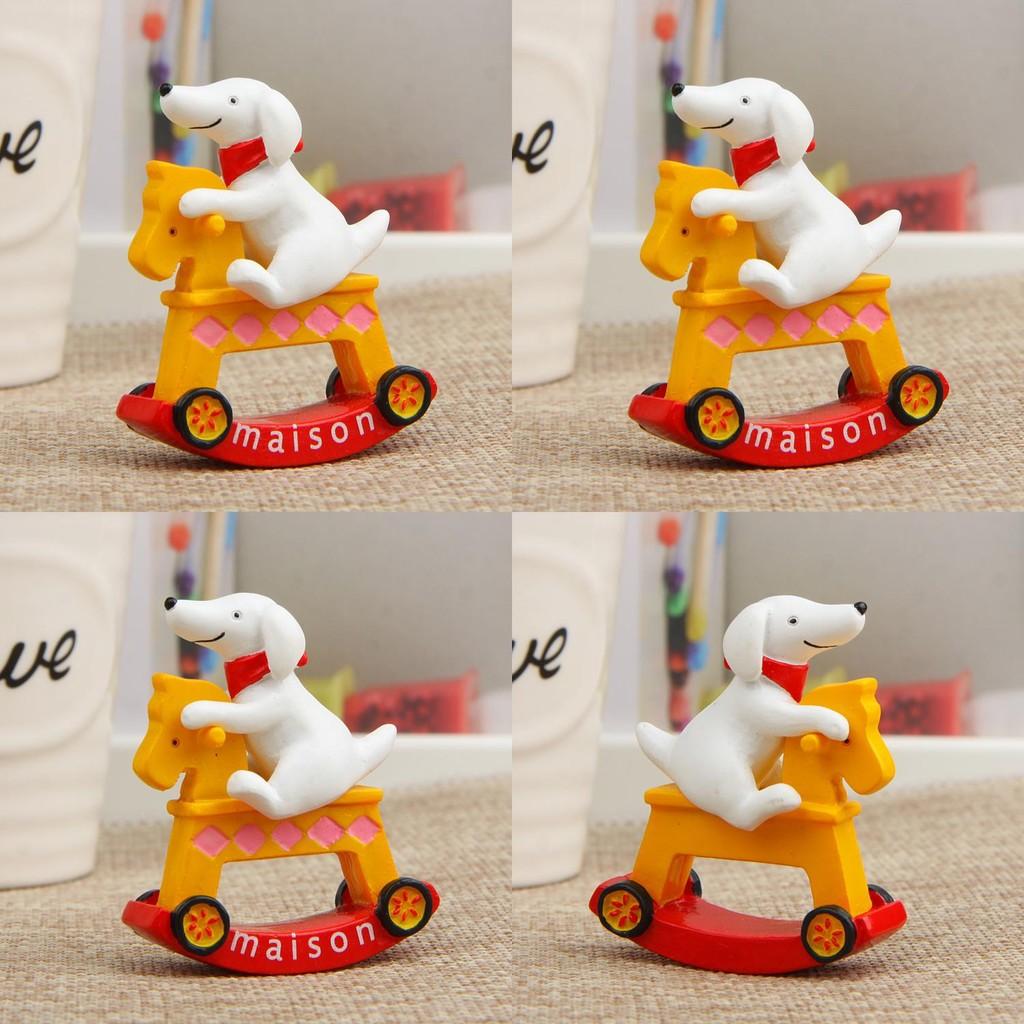 Puppy Riding A A Wooden Horse Resin Ornaments For Daily Garden Decor Gift And