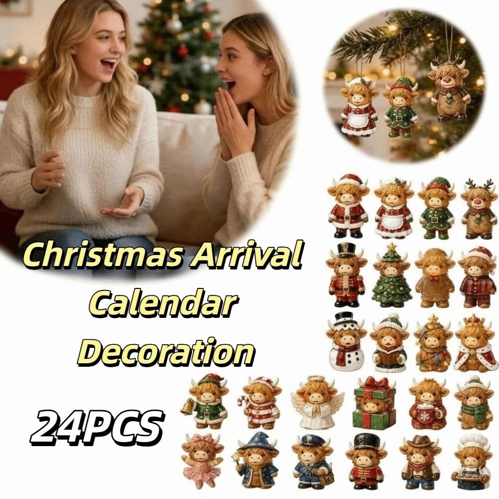 Cute Design Highland Cow Advent Calendar Ornaments Christmas Decorations Gift Advent Calendar Xmas