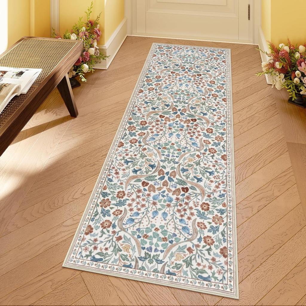 Corridor Carpet Runner Rug Hallway Long Carpets Machine Washable Non-Slip Floor Mat Bedside Mat Spring Floral Home Decor Rugs