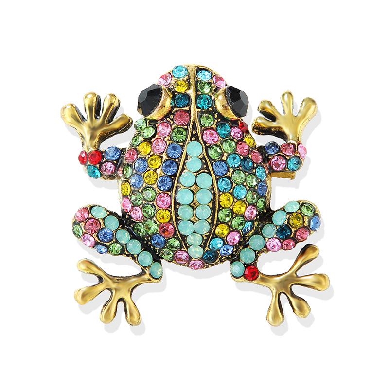 Fashion Retro Rhinestone Frog Brooches For Women Clothing Coat Jewelry Accessries Gifts