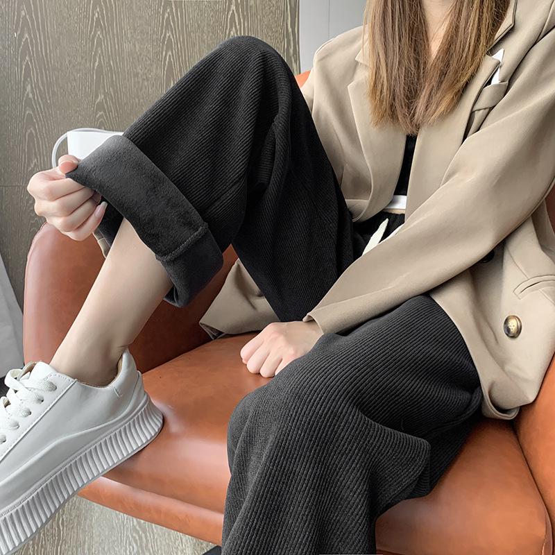 

Women s Milk White Chenille Corduroy Wide Leg Floor-Length Pants - Fleece Lined, Petite, Spring/Autumn Double Extra Large молоко, білий колір