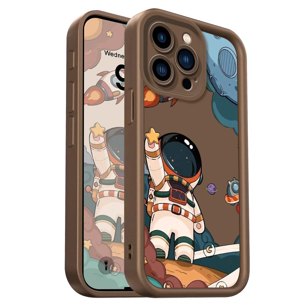 Happy Astronaut Phone Case For IPhone 13 12 11 Pro Max Mini 7 8 6 6S Plus X XS XR SE 2020 2022 Staircase Soft Cover