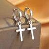 Orecchini a Cerchio con Croce in Argento Sterling 925 alla Moda - Stile Minimalista Unisex