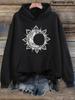 Women's Mandala Moon Printed Hoodie with Ethnic Style Pattern On the Front, Casual Pocket Top, Bohemian Style Dressing