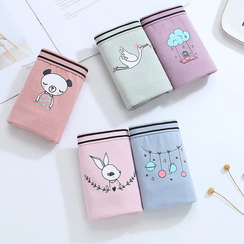 

5 предметов, детские хлопковые трусы с милым мультяшным медведем для девочек, нижнее белье, повседневная жизнь M