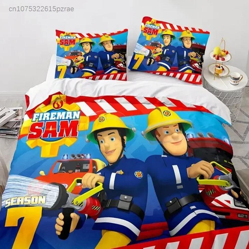 3D Print Cartoon Fireman Sam Bedding Set Duvet Cover With Pillowcase Single Double Twin Full Queen King Size