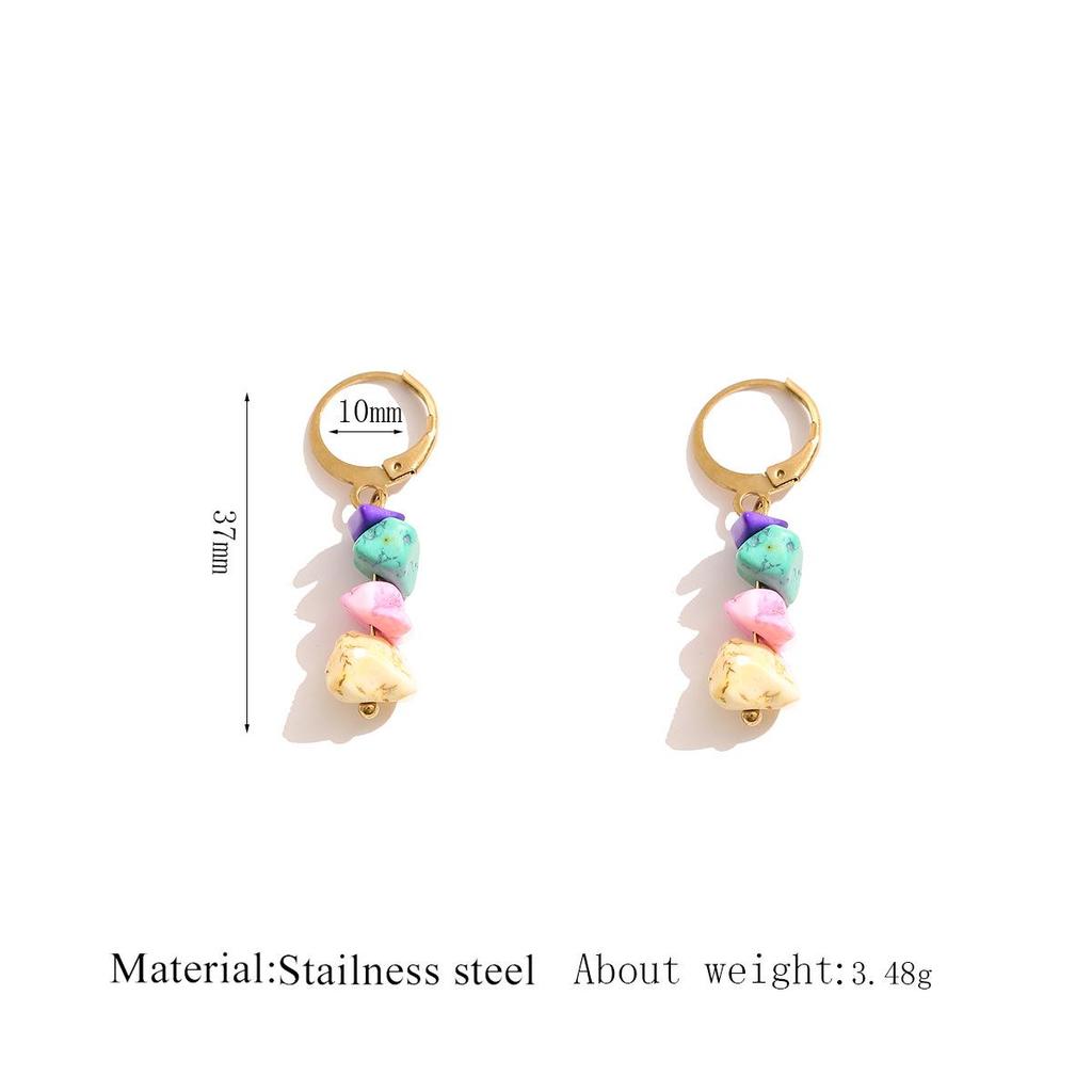 Elegant Natural Stone Irregular Stud Earrings - Versatile Niche Jewelry Set