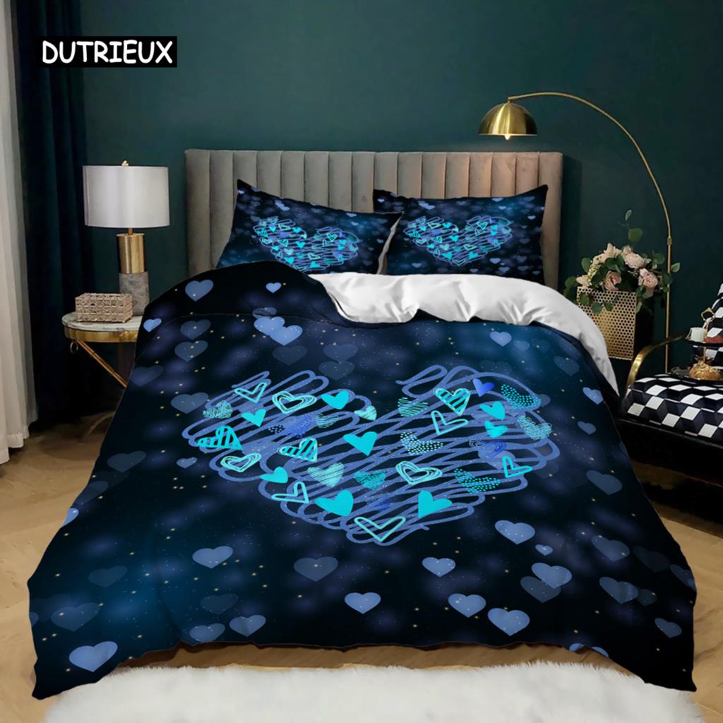 

Комплект постельного белья с изображением сердечек для девочек, комплект постельного белья с изображением сердечек для девочек, подарок на День святого Валентина, микрофибра, королева, размер King, пододеяльник EU single(135x200cm)