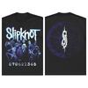 Slipknot 2021 Nordamerika-Tour Bandmitglieder Maske Doppelseitiges Vintage T-Shirt, Unisex Nu-Metal Fan Streetwear Tee, 100% Baumwolle Lässiges Kurzarmshirt