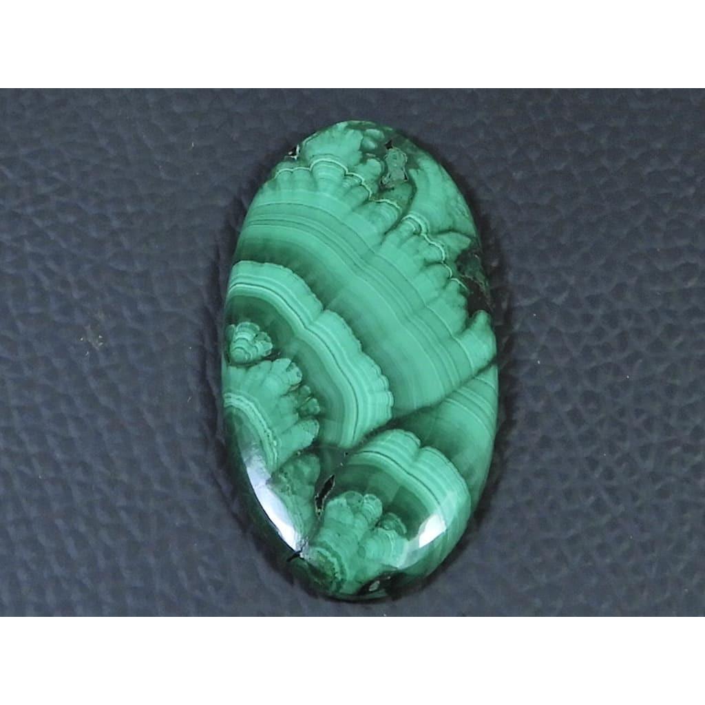 21X41X4MM Natural Malachite Flower Design Oval Cabochon Loose Gemstone 54Cts D-493