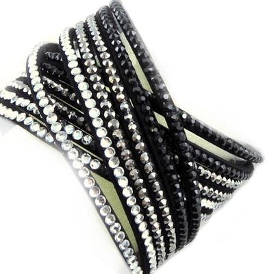 [R7038] - Designer Bracelet 'Sissi' Black Gray White (2 Rounds)