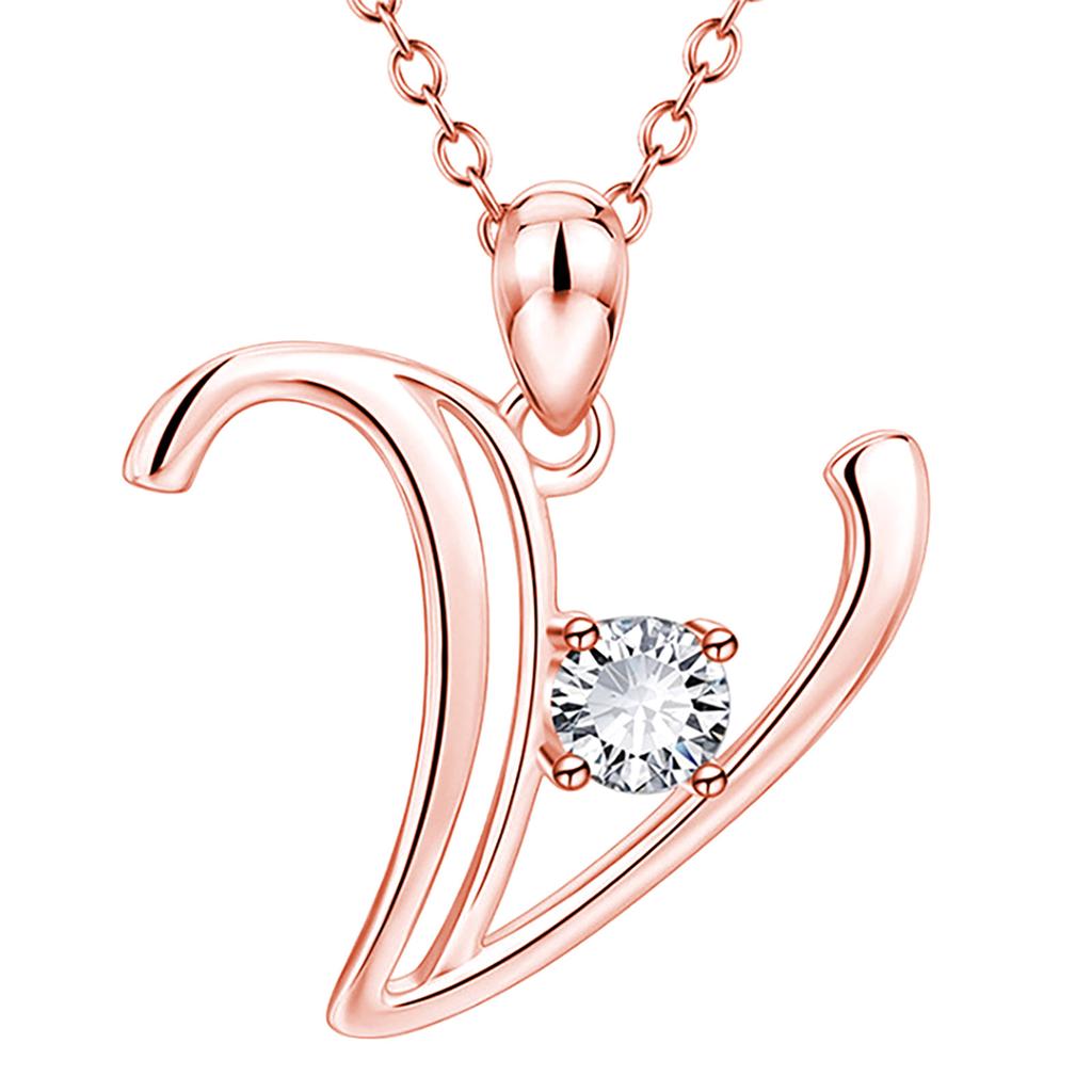 Fashion Alphabet Letter Pendant Necklace with Embedded Crystals Elegant Initial Charm Jewelry for Daily Wear and Special Occasions