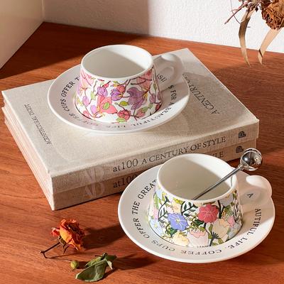 Creative Flower Ceramic Coffee Cup and Saucer Combination Set High-value Mug Latte Art Afternoon Flower Tea Cup