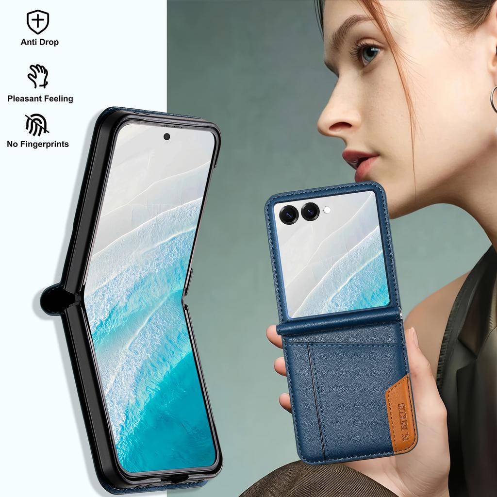 N.BEKUS For Samsung Galaxy Z Flip7 5G Case Card Slot PU + PC Phone Back Cover