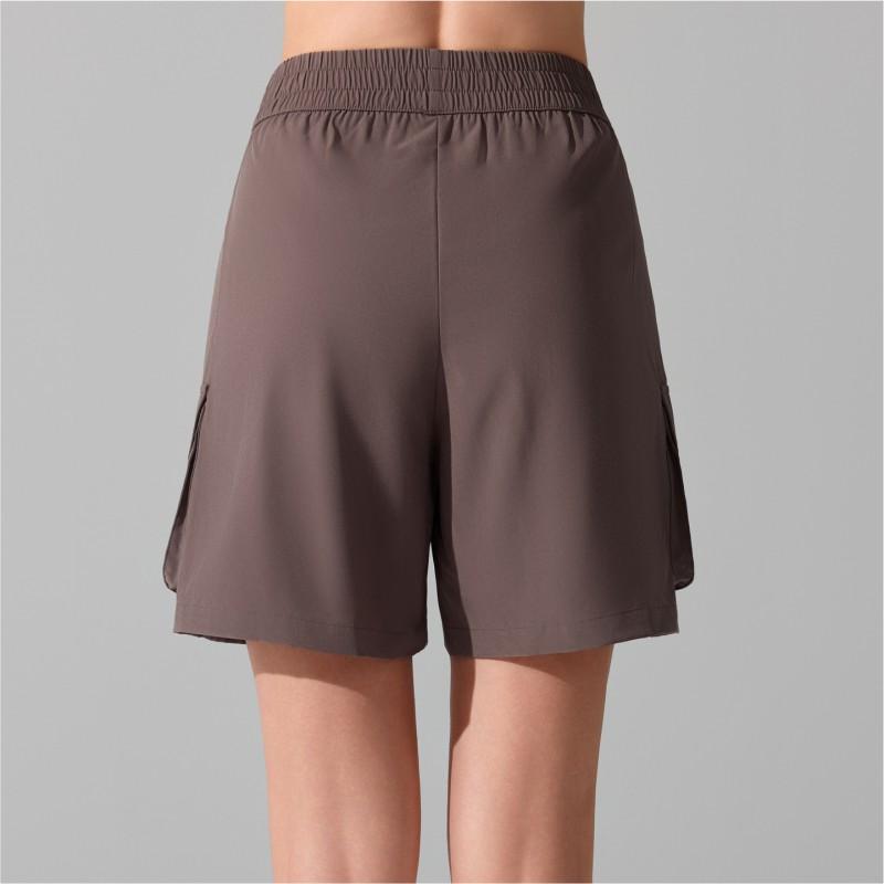 Womens High-Waisted Quick-Dry 5-Point Yoga Shorts With Utility Pockets Loose Fit Athletic Workout Pants