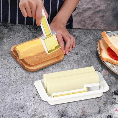 1pc Novelty Plastic Butter Dish with Cutter and Spoon - Food-Grade Freezer-Safe Unbreakable Cheese Keeper Multifunctional Butter