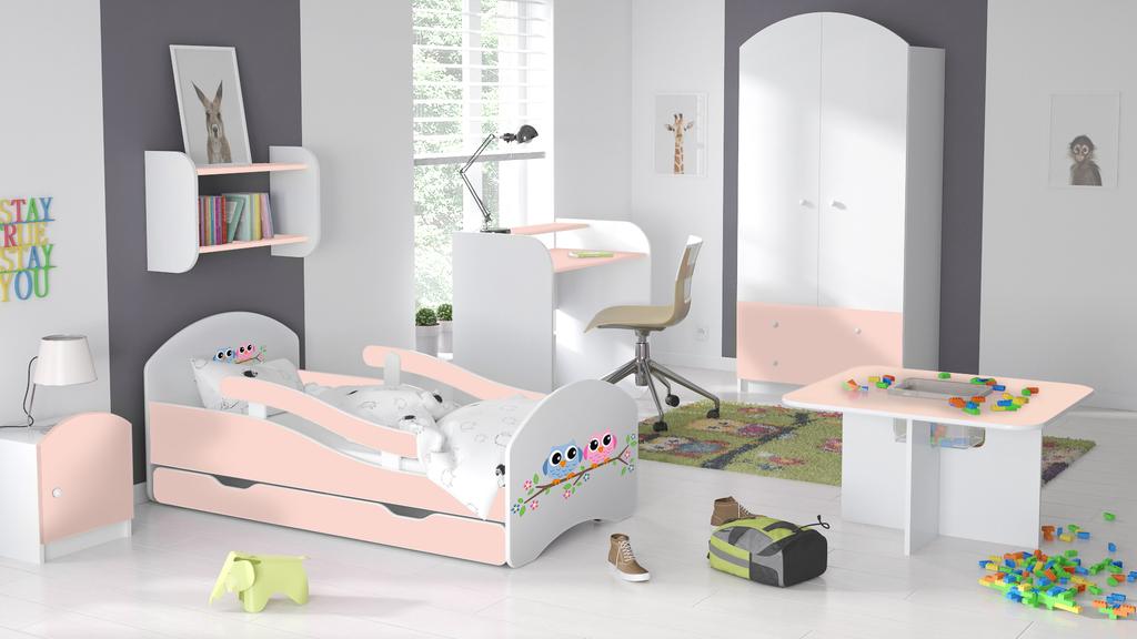 Łóżko dziecięce LEO 180x80 biało-różowe
