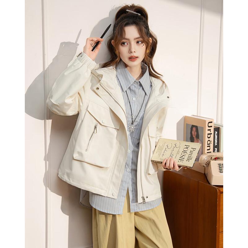 ET BOITE Women's Korean-Style Loose Hooded Utility Jacket