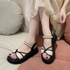 Sandals for Women Platform Open Toe Pearl Round Tip Woman Shoes Korea Summer Sale Daily Casual 2025 Luxury Low Price Pvc Offers