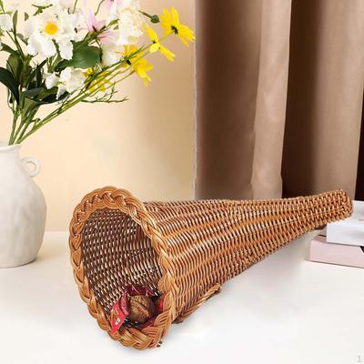Thanksgiving Cornucopia Basket/ Bread Vintage Fruit Basket Table Decoration for Food Snacks