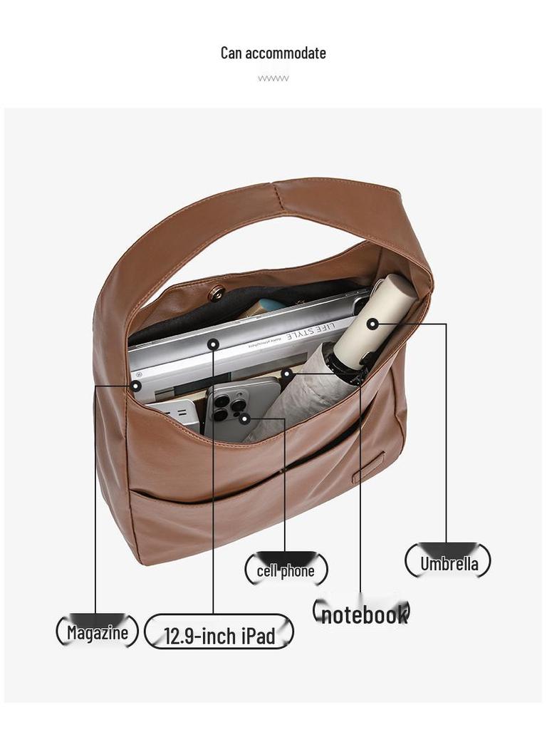 Large Capacity Soft Leather Crossbody Tote Bag for College Students and Ladies, Ideal for Autumn and Winter.