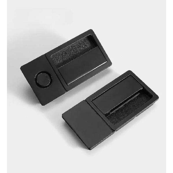 Cerradura de Puerta Magnética de Lengüeta Única Oculta Empotrada con Cierre Plano Minimalista Manija de Puerta Negra para Habitación de Dormitorio Interior