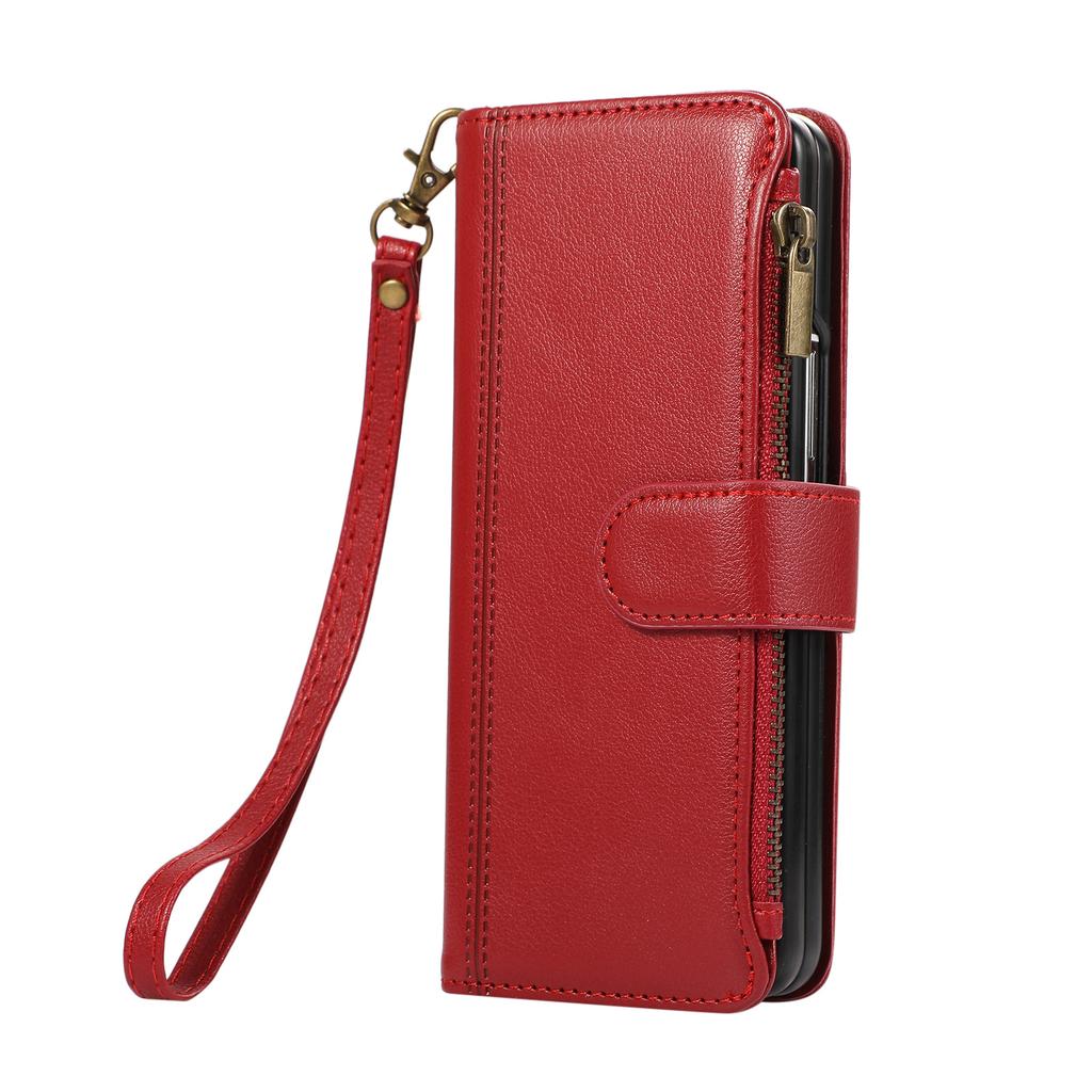 Suitable for Samsung Z Fold7 mobile phone leather case Z Fold4 multi-function zipper wallet card diagonal span portable rope