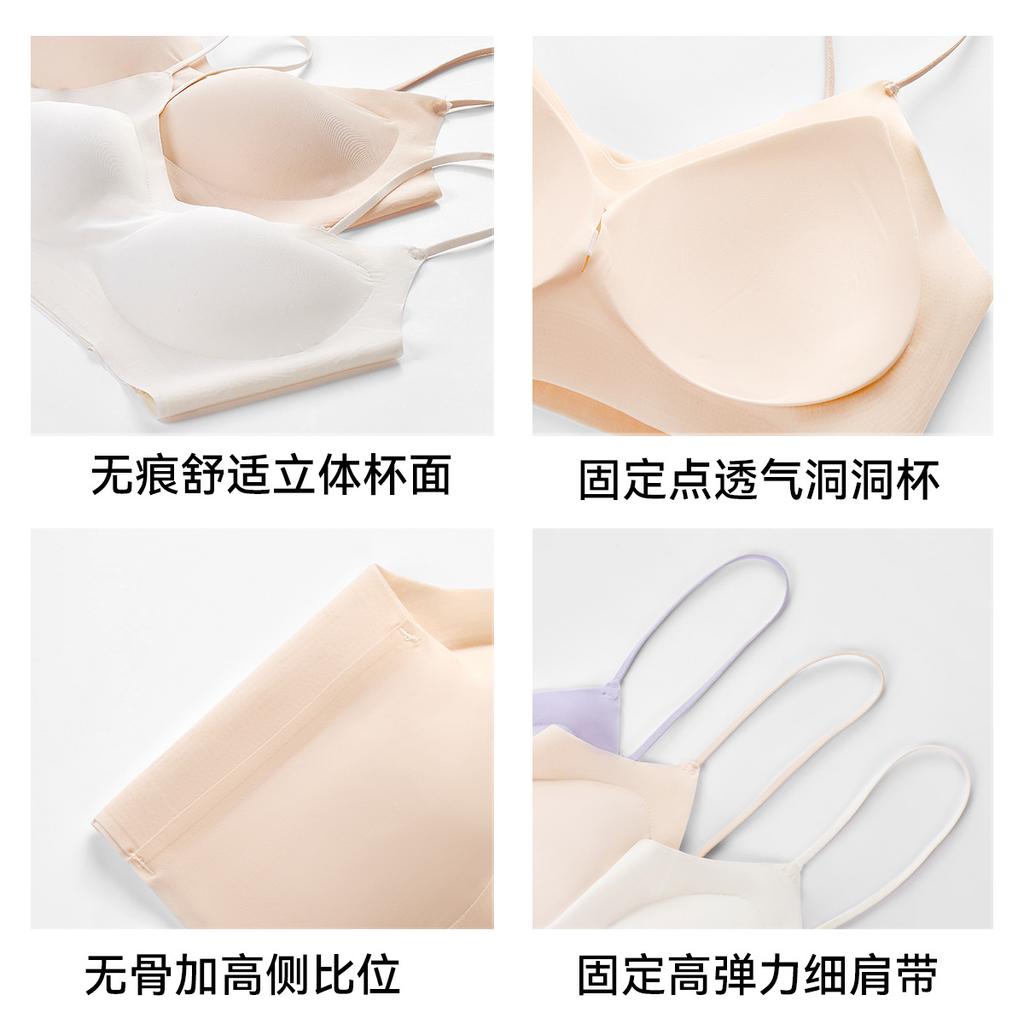Ultra-thin Seamless Underwear Women's Big Breasts Show Small Thin Shoulder Straps Breathable Gathering Underwear A Antibacterial Cool Seamless Bra