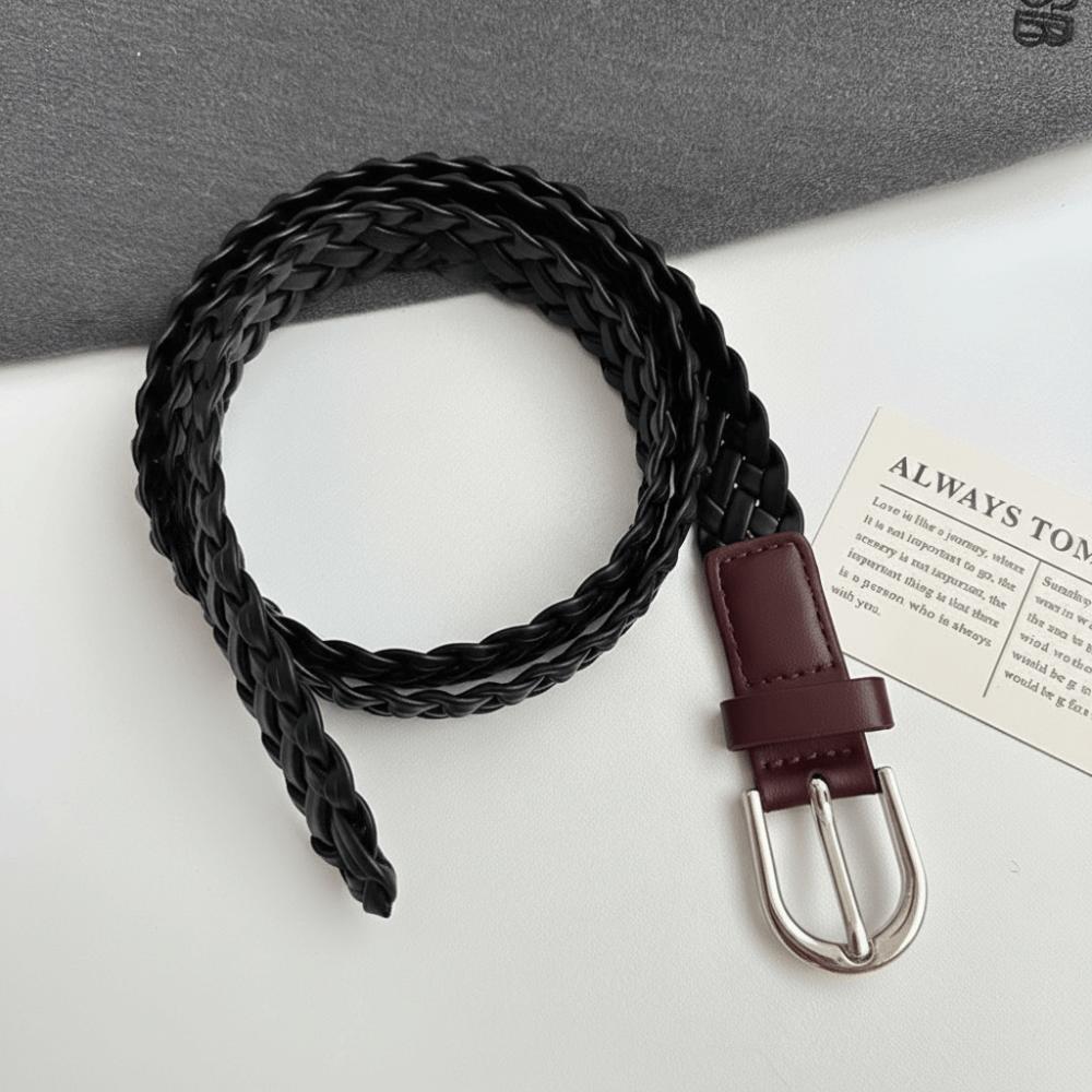Versatile Woven Belt Retro Literary Belt Casual Jeans Belt  for Women чёрный