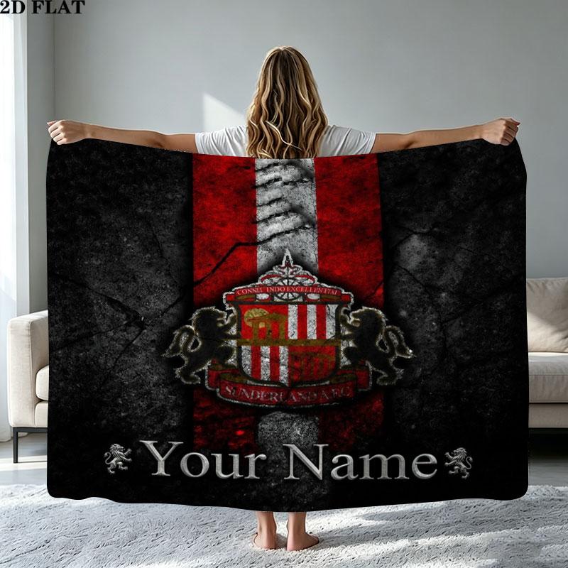 1PC Sunderland A.F Custom Name Patterned Flannel Blanket Suitable For All Seasons for Home Decor Warmth and Comfort Gifts Holiday Present