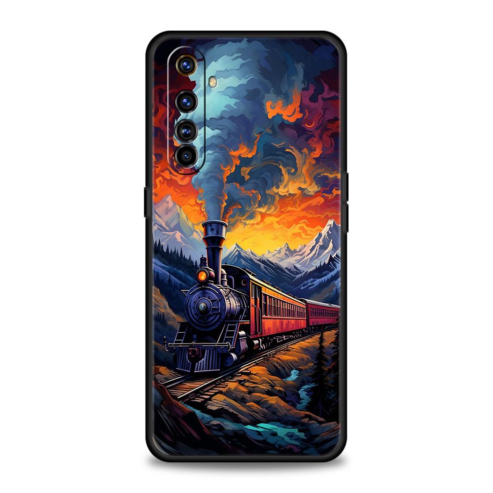 

Cartoon Train Phone Case for Realme 8 9 Pro Plus 8i 9i 6 7 GT2 C21 C25 C3 C11 11 Pro 5G Plus Shockproof Silicone Shell Capas Bag Realme 9i