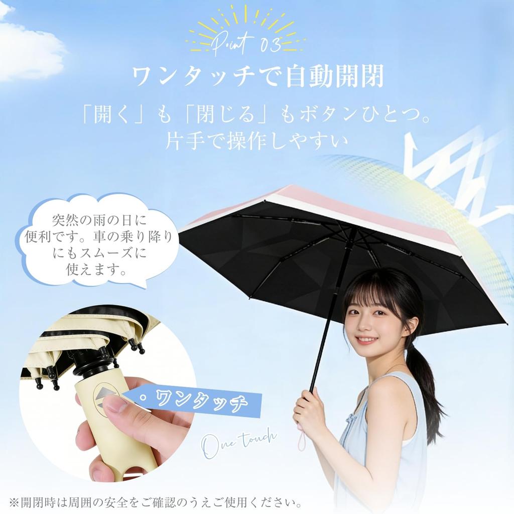 Folding Parasol Memory X JIS Certified UV Light Blocking Lightweight Folding Umbrella with Automatic Opening and UV Suitable for Sunny and Rainy and