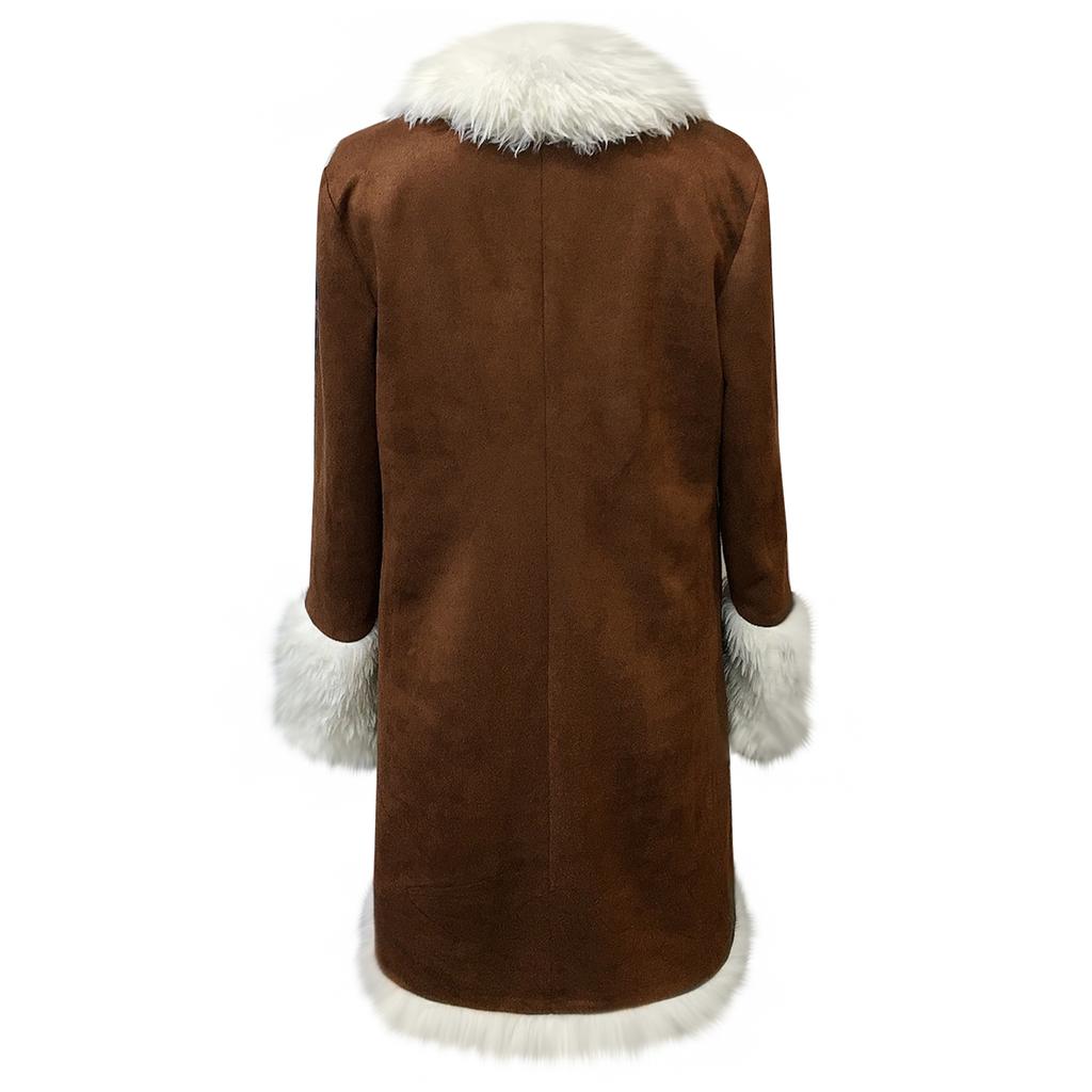 Women's Denim Style Western Retro Windbreaker, Plush Fashionable And Warm Jacket