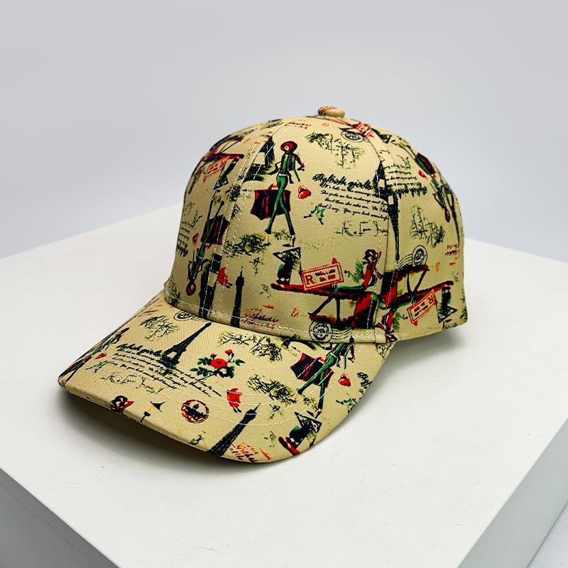 

New Unisex Ethnic Style Retro Baseball Hats Casual Sunshade Sports Breathable Outdoor Peaked Caps Versatile Fashion Paris Tower 52-60cm