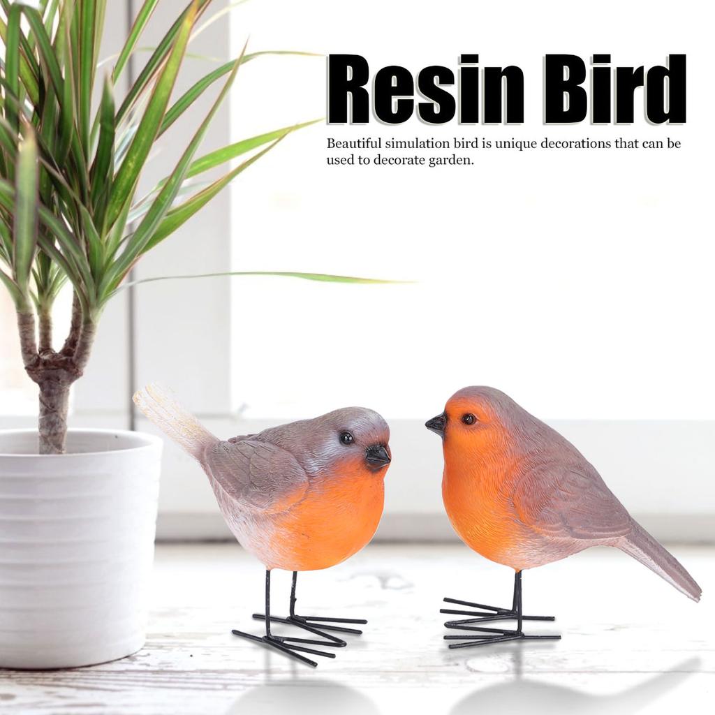 2PCS Simulation Resin Bird Decor Animal Indoor Outdoor Garden Art Craft Ornaments