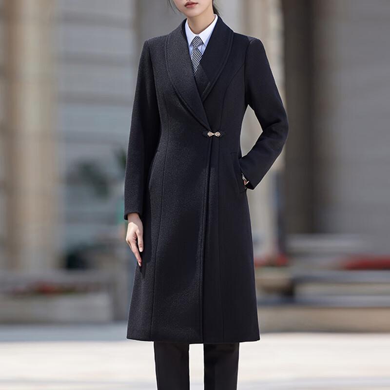 Women's New Chinese Style Padded Wool Blend Professional Long Coat